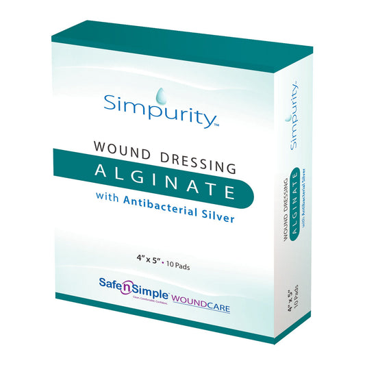 Simpurity Silver Alginate Wound Dressing 4 x 5 Inch Sterile
