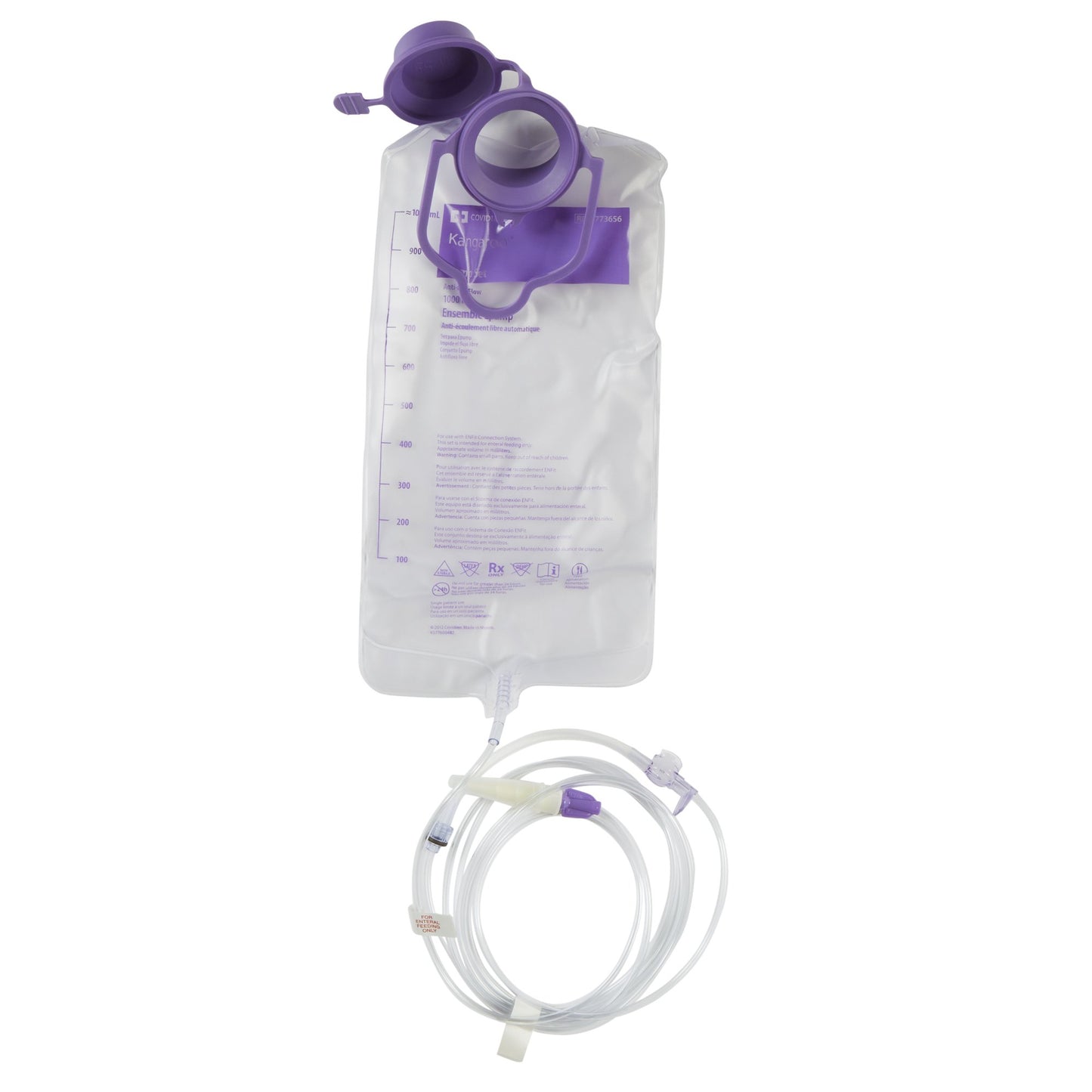 Enteral Feeding Pump Bag Set without ENFit Transitional Adapter Kangaroo ePump 500-1000 mL PVC NonSterile