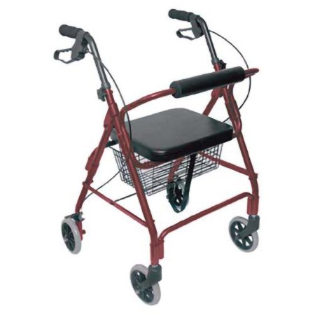 4 Wheel Rollator DMI Burgundy Adjustable Height