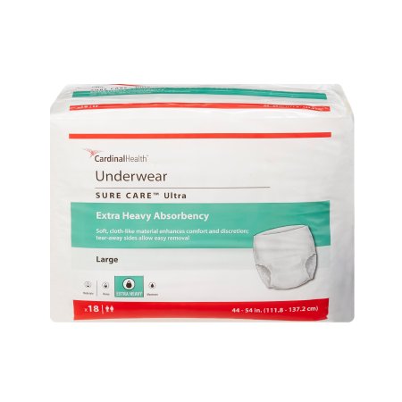 Unisex Adult Absorbent Underwear Sure Care Ultra Pull On with Tear Away Seams X-Large Disposable Heavy Absorbency