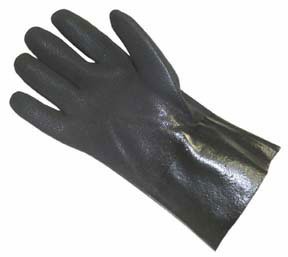 Chemical Protection Glove Fisherbrand One Size Fits Most PVC / Jersey Black 12 Inch Gauntlet Cuff NonSterile