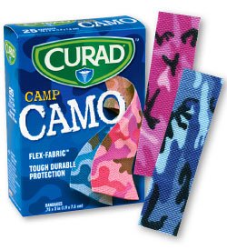 Adhesive Strip Curad 3/4 X 3 Inch Plastic Rectangle Kid Design (Camp Camo) Sterile