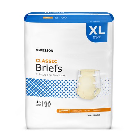 Unisex Adult Incontinence Brief McKesson Classic X-Large Disposable Light Absorbency