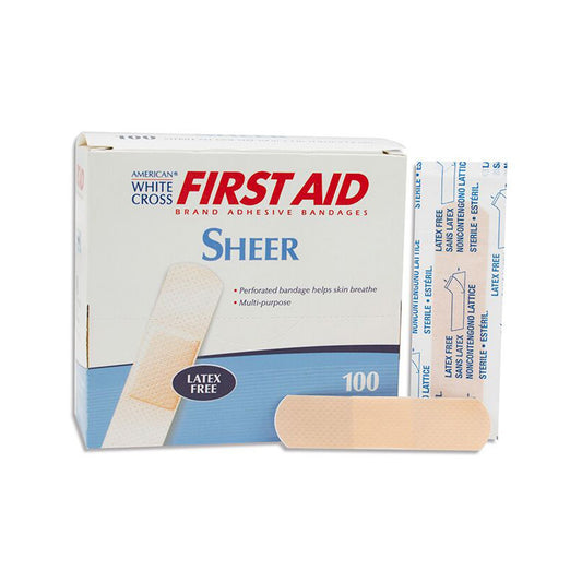 American White Cross First Aid Plastic Tan Adhesive Strip 3/4 x 3 Inch Sterile