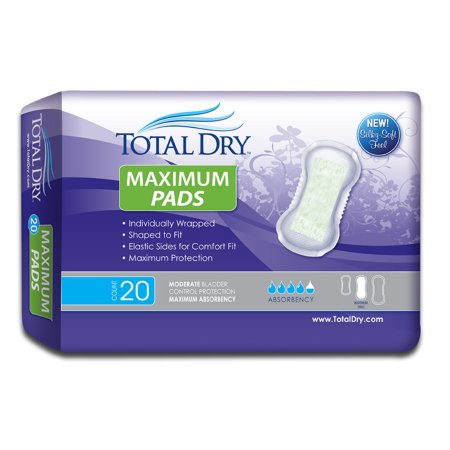 Bladder Control Pad TotalDry 11 Inch Length Moderate Absorbency Polymer Core Regular