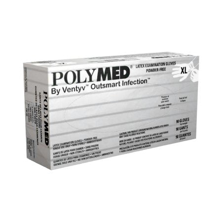 Exam Glove Polymed NonSterile Latex Standard Cuff Length Fully Textured Ivory Not Rated