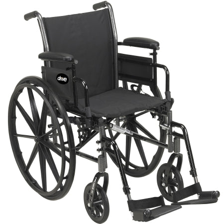 Lightweight Wheelchair drive Cruiser III Dual Axle Desk Length Arm Black Upholstery 20 Inch Seat Width Adult 350 lbs. Weight Capacity