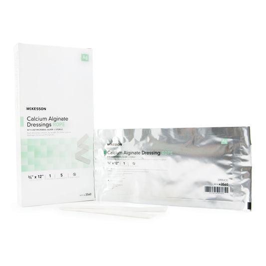 McKesson Silver Alginate Rope Dressing 3/4 x 12 Inch 5% Silver Sterile