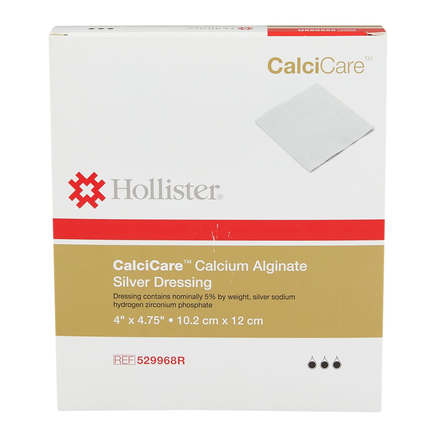 CalciCare Silver Alginate Dressing 4 x 4.75 Inch Sterile