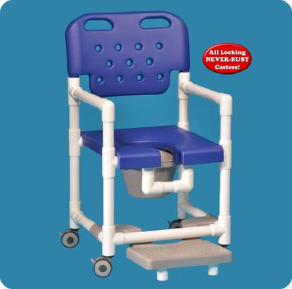 Commode / Shower Chair Elite Fixed Arms PVC Frame With Backrest