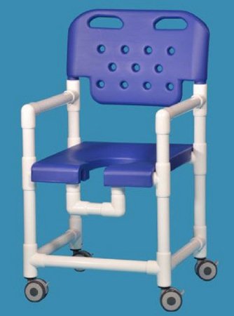 Commode / Shower Chair Elite Fixed Arms PVC Frame With Backrest