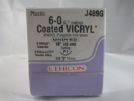 Absorbable Suture with Needle Coated Vicryl Polyglactin 910 P-1 3/8 Circle Precision Reverse Cutting Needle Size