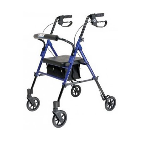 4 Wheel Rollator Lumex Set N' Go Red Adjustable Height / Folding Aluminum Frame