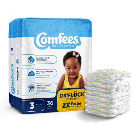 Unisex Baby Diaper Comfees Size 6 Disposable Moderate Absorbency