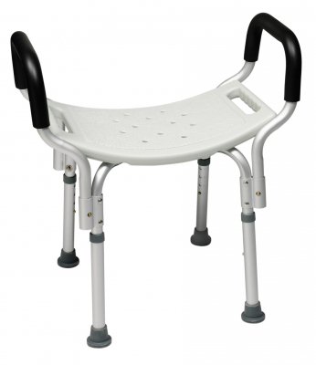 Shower Chair Lumex Platinum Collection Padded Removable Arms Aluminum Frame Without Backrest 20 Inch Seat Width 350 lbs. Weight Capacity