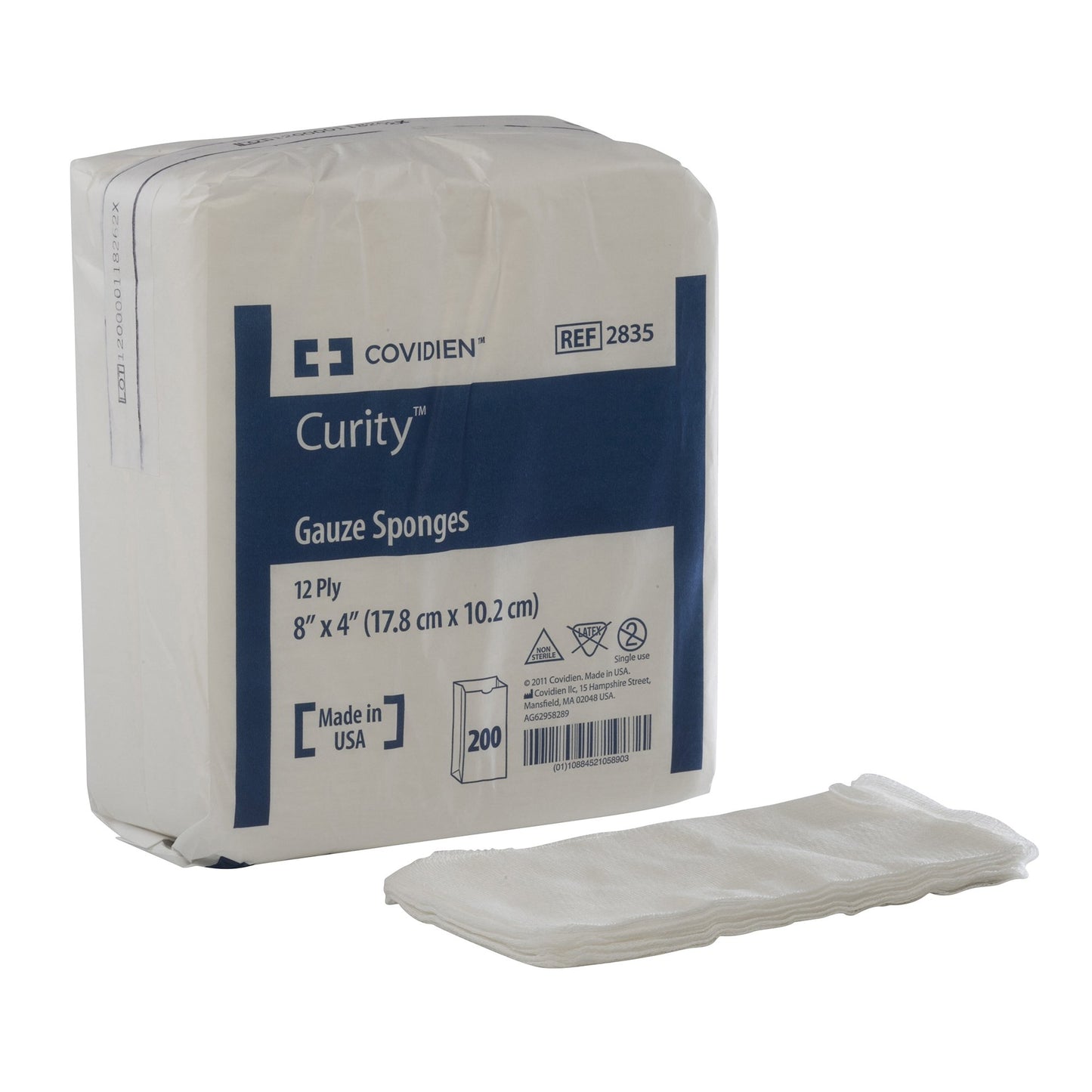 Curity Gauze Sponge 4 x 8 Inch 12-Ply Non-Sterile Wound Care Sponge – 200 Pack