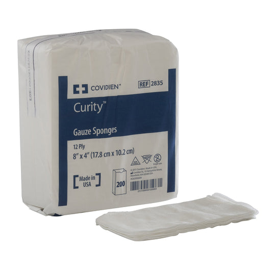 Curity Gauze Sponge 4 x 8 Inch 12-Ply Non-Sterile Wound Care Sponge – 200 Pack