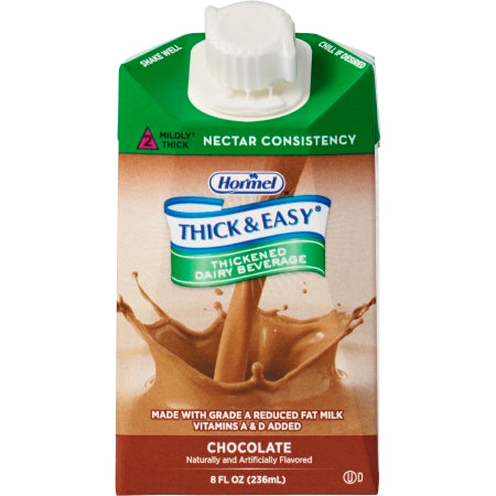 Thickened Beverage Thick & Easy Dairy 8 oz. Carton Chocolate Flavor Liquid IDDSI Level 2 Mildly Thick