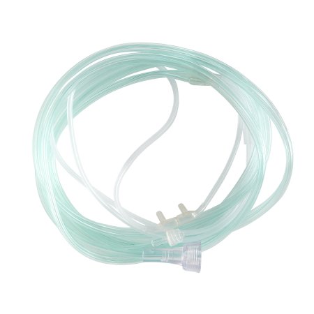 ETCO2 Nasal Sampling Cannula with O2 Delivery McKesson Adult Curved Prong / NonFlared Tip 7 Foot O2 / 2 Inch CO2 Line