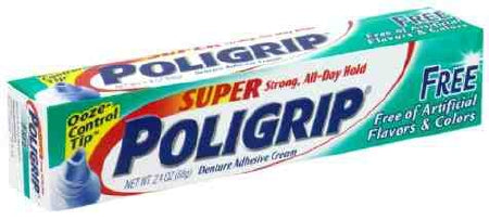 Denture Adhesive Super Poligrip Free Cream 2.4 oz.