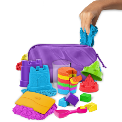 Kinetic Sand Creativity Kit – 1lb Red, Blue & Yellow Play Sand with 6 Tools and Storage Case (Ages 3+)