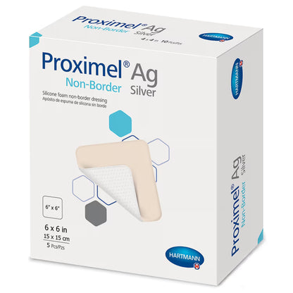 Proximel Ag Non-Border Silver Foam Dressing 6 x 6 Inch Sterile Silicone Dressing