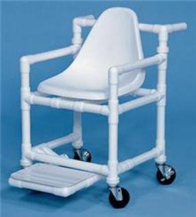 MRI Transport Chair 23 Inch Seat Width Full Length Arm Slide-out Footrest PVC Frame