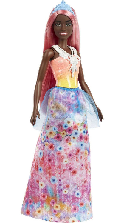 Barbie Dreamtopia Princess Doll – Curvy Body, Pink Hair, Floral Skirt & Tiara