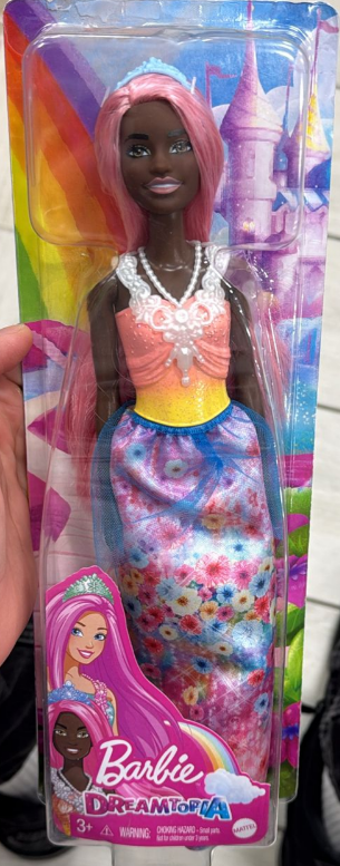 Barbie Dreamtopia Princess Doll – Curvy Body, Pink Hair, Floral Skirt & Tiara