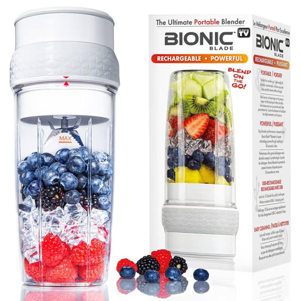 Bionic Blade Cordless Personal Blender, Rechargeable & Portable for Shakes & Smoothies