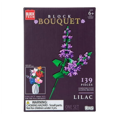 Block Tech Compatible Lilac Flower Bouquet Building Set – 139 Pieces Floral Brick Kit, Ages 6+