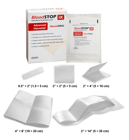 BloodSTOP iX Advanced Hemostat with WoundHEAL 1/2 x 2 Inch Sterile Hemostatic Gauze