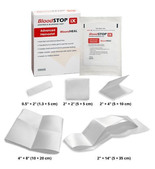 BloodSTOP iX Advanced Hemostat with WoundHEAL 1/2 x 2 Inch Sterile Hemostatic Gauze