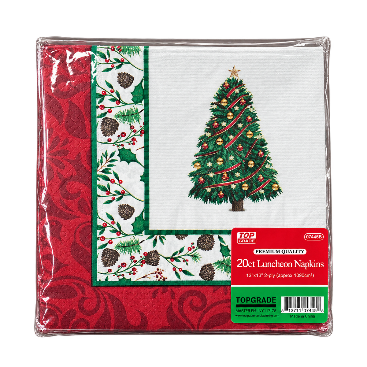 Topgrade Christmas Luncheon Napkins 13 x 13 Inch 20 Count