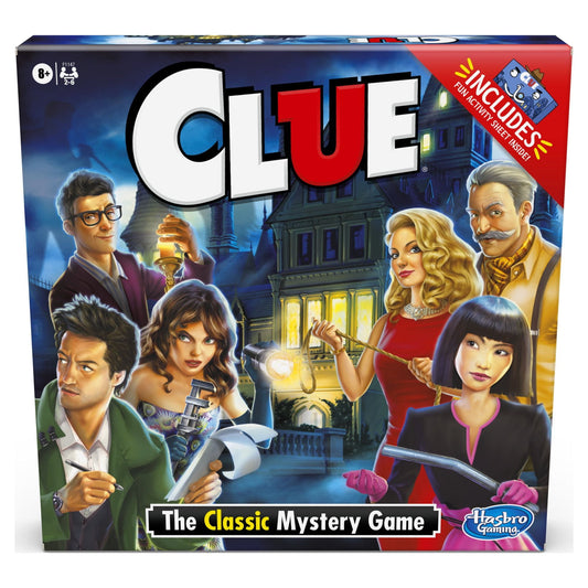 Clue Board Game – Classic Mystery Game with Activity Sheet, Family Game Night Favorite, Ages 8+, 2–6 Players