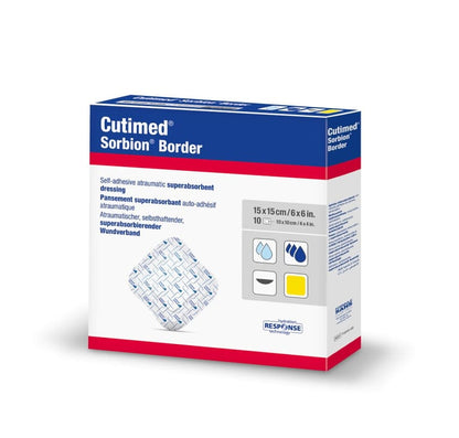 Cutimed Sorbion Border Super Absorbent Dressing 6 x 6 Inch Sterile Silicone Border Dressing