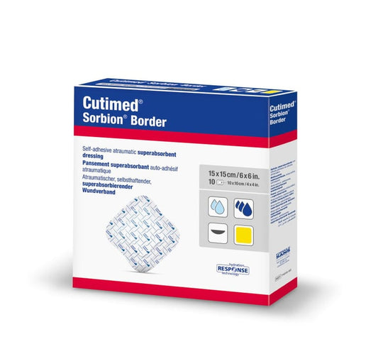 Cutimed Sorbion Border Super Absorbent Dressing 6 x 6 Inch Sterile Silicone Border Dressing