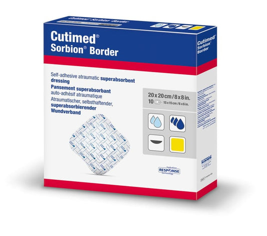 Cutimed Sorbion Border Super Absorbent Dressing 8 x 8 Inch Sterile Silicone Border Dressing