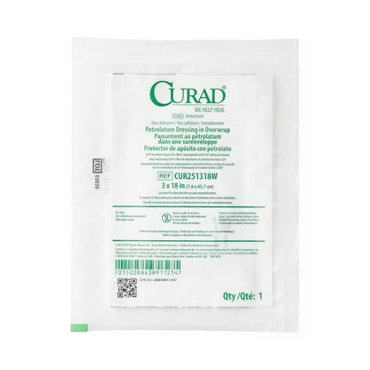 Curad Overwrap Petrolatum Impregnated Dressing 3 x 18 Inch Sterile Rectangle Gauze Dressing