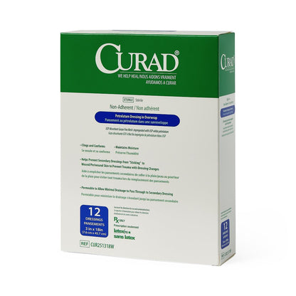 Curad Overwrap Petrolatum Impregnated Dressing 3 x 18 Inch Sterile Rectangle Gauze Dressing