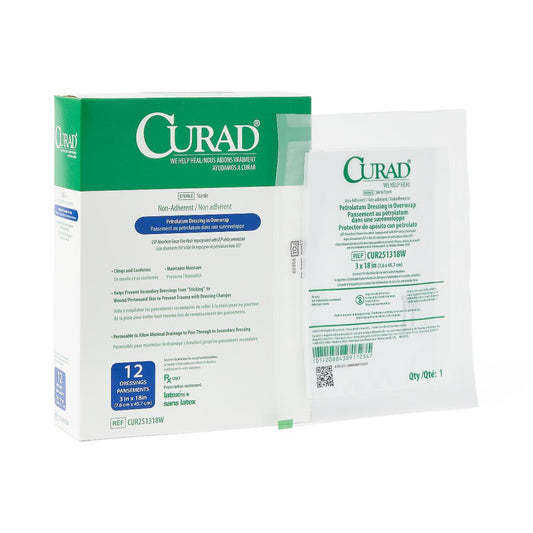 Curad Overwrap Petrolatum Impregnated Dressing 3 x 18 Inch Sterile Rectangle Gauze Dressing