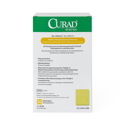 Curad Xeroform Petrolatum Impregnated Dressing 1 x 8 Inch Sterile Rectangle Gauze Dressing