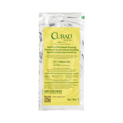 Curad Xeroform Petrolatum Impregnated Dressing 5 x 9 Inch Sterile Rectangle Gauze Dressing