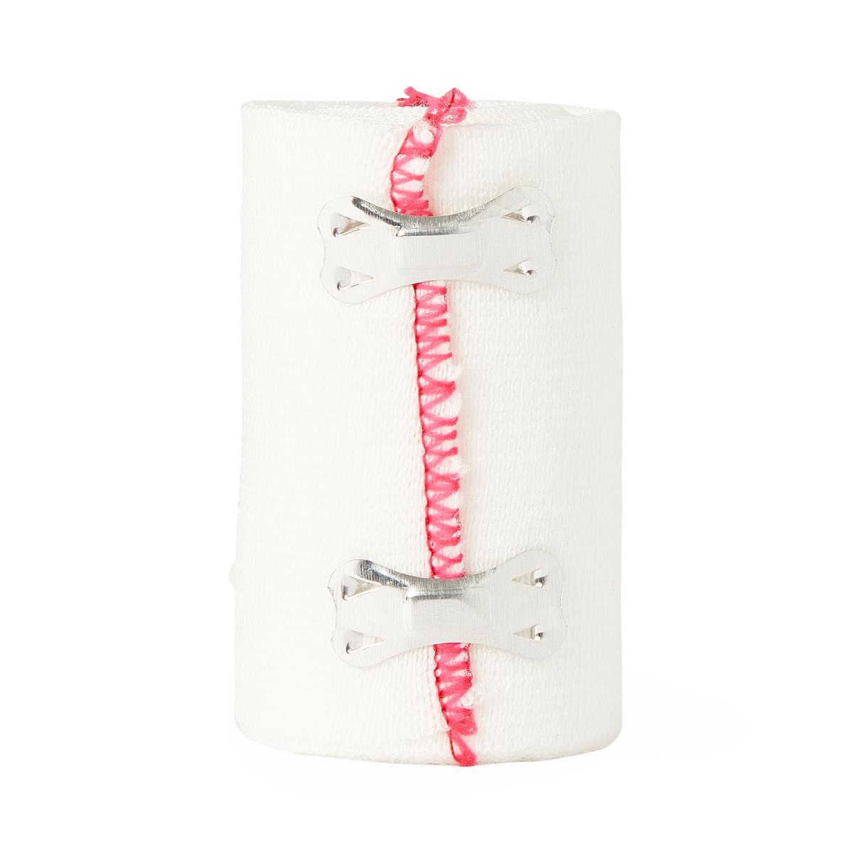 Medline Sure Wrap Elastic Compression Bandage 3 Inch x 5 Yard White Non-Sterile with Clips