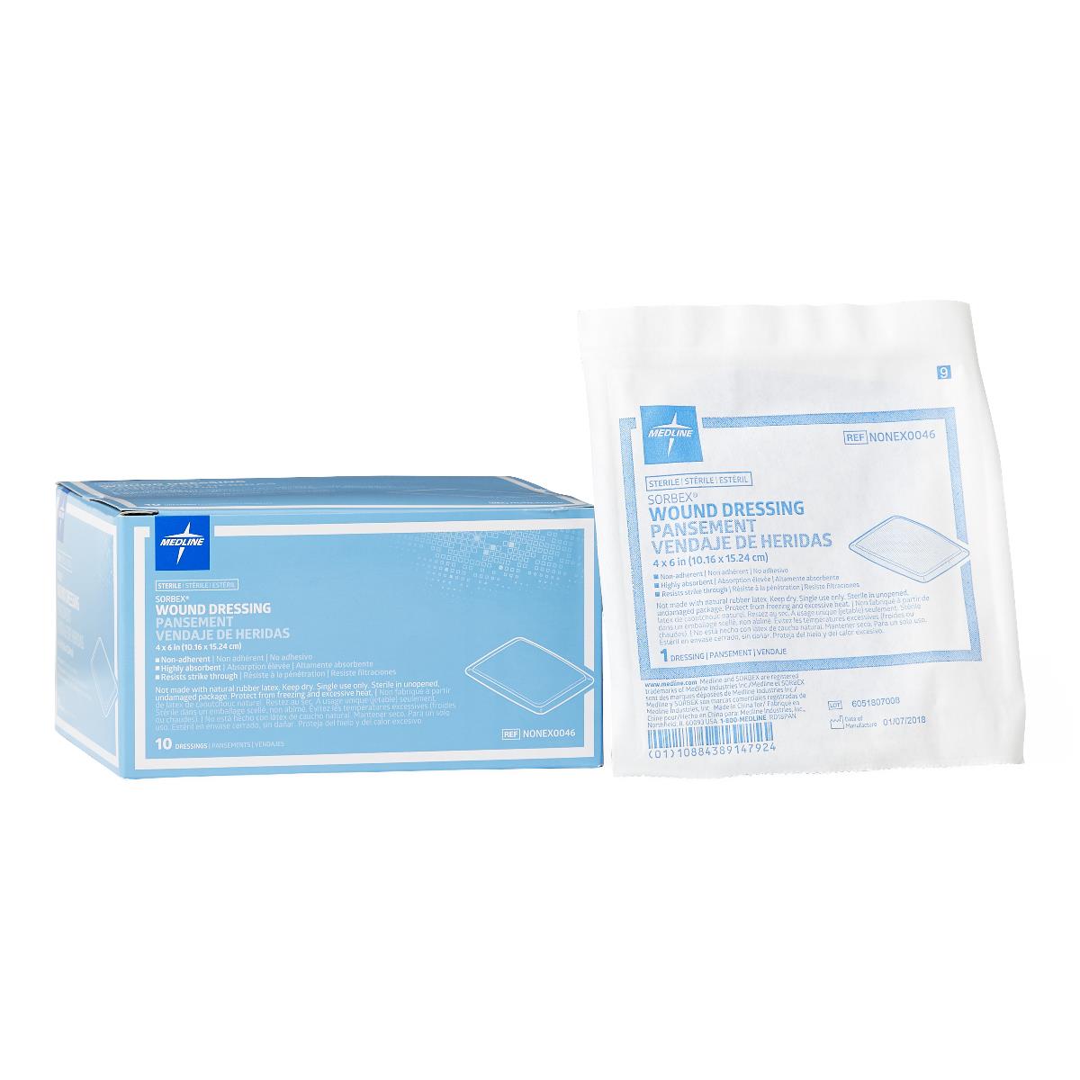 Sorbex Super Absorbent Dressing 4 x 6 Inch Sterile Non-Adhesive Wound Dressing