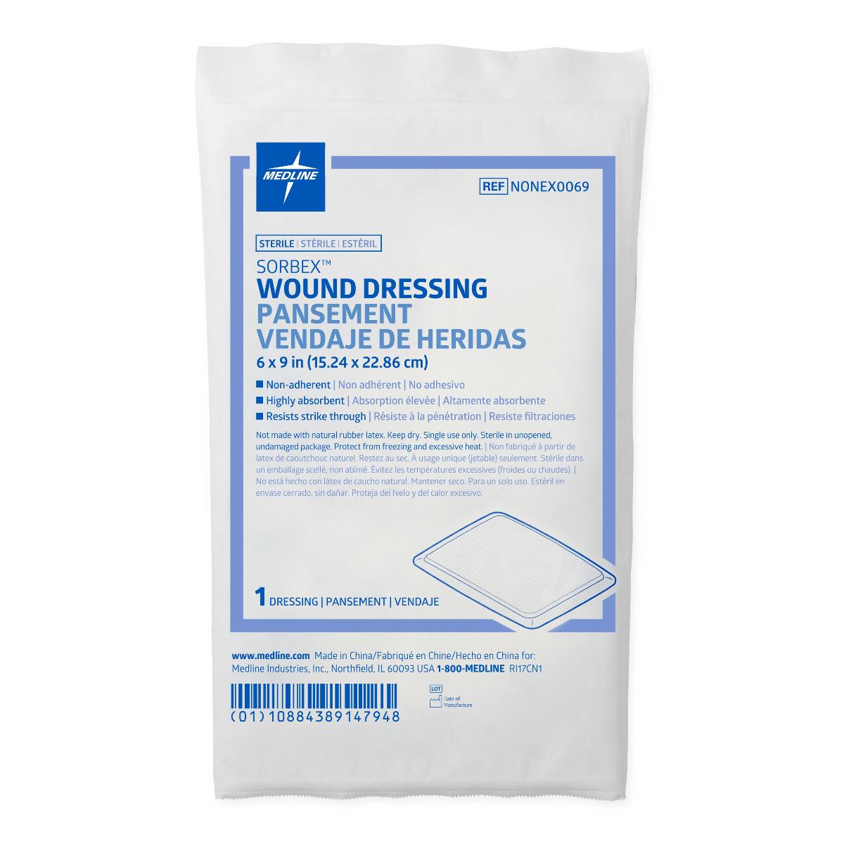 Sorbex Super Absorbent Dressing 6 x 9 Inch Sterile Rectangle Dressing