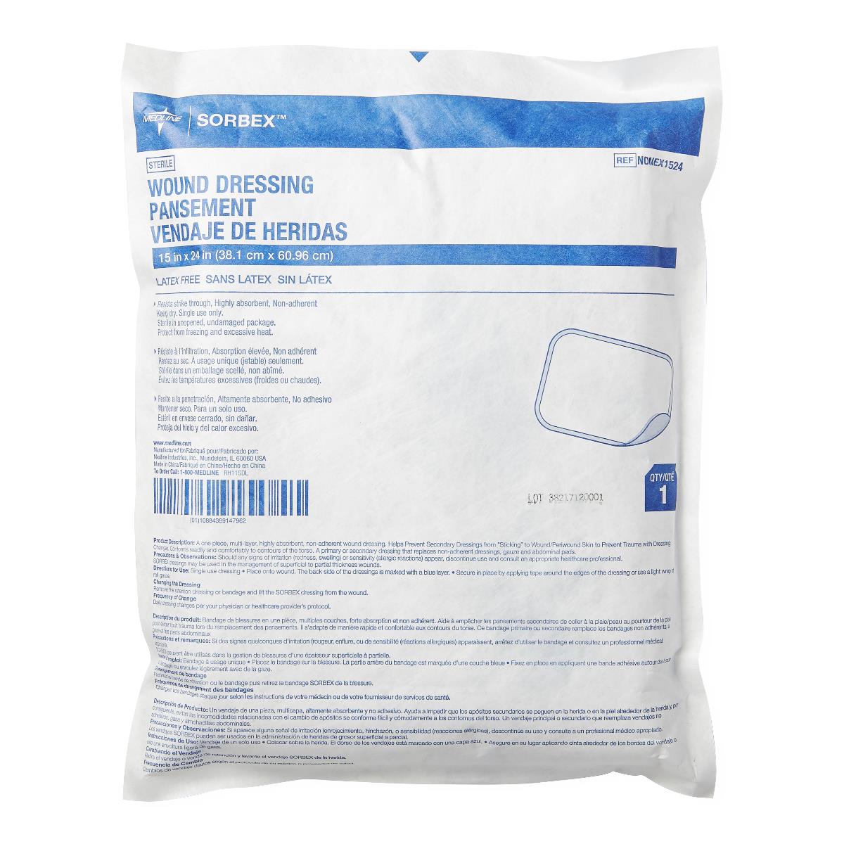Sorbex Super Absorbent Dressing 15 x 24 Inch Sterile Rectangle Dressing
