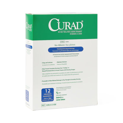 Curad Overwrap Petrolatum Impregnated Dressing 3 x 18 Inch Sterile Rectangle Gauze Dressing