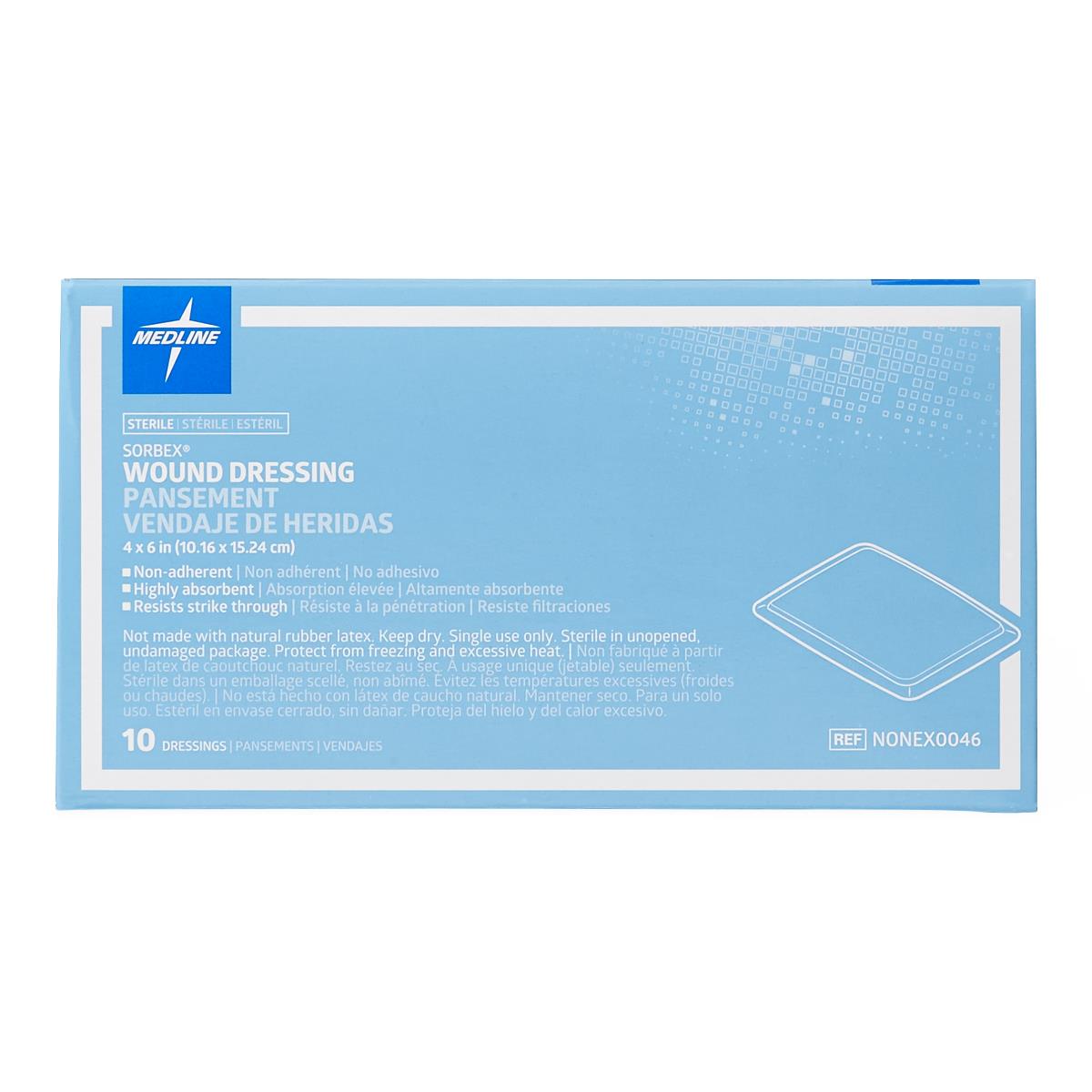 Sorbex Super Absorbent Dressing 4 x 6 Inch Sterile Non-Adhesive Wound Dressing