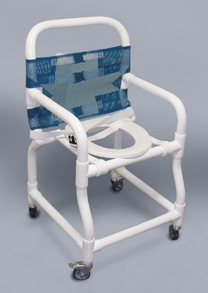 Commode / Shower Chair Duralife Fixed Arms PVC Frame Mesh Backrest